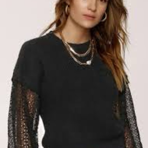 Heartloom Sweaters - Heartloom Black Lace Sleeve Sweater